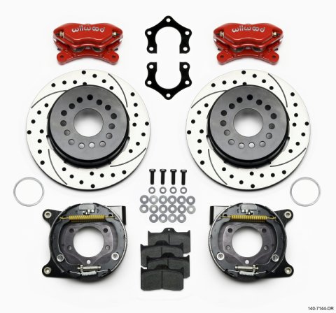 Wilwood Forged Dynalite P/S P-B Kit Drilled-Red Mopar/Dana 2.36in Off w/Snap Ring Bearing