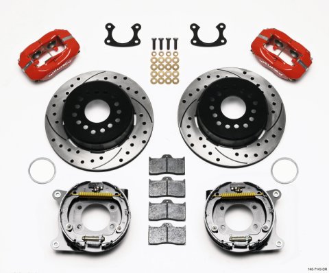 Wilwood Forged Dynalite P/S Park Brake Kit Drilled Red Small Ford 2.66in Offset