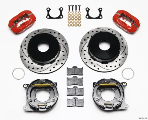 Wilwood Forged Dynalite P/S Park Brake Kit Drilled Red Big Ford 2.36in Offset Currie Blank