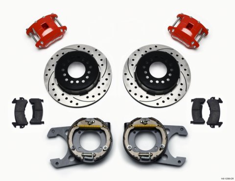Wilwood D154 P/S P-B Kit Drilled-Red Chevy C-10 2.42 Offset 5-lug