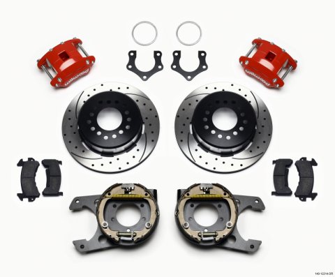 Wilwood D154 P/S P-B Kit Drilled-Red Mopar/Dana 2.36in Off w/Snap Ring Bearing