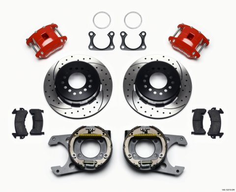 Wilwood D154 P/S P-B Kit Drilled-Red Big Ford 2.36in Offset
