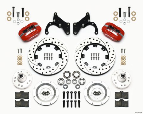 Wilwood Forged Dynalite Front Kit 12.19in Drilled Red 65-68 Chevy Impala -Drum Spindle