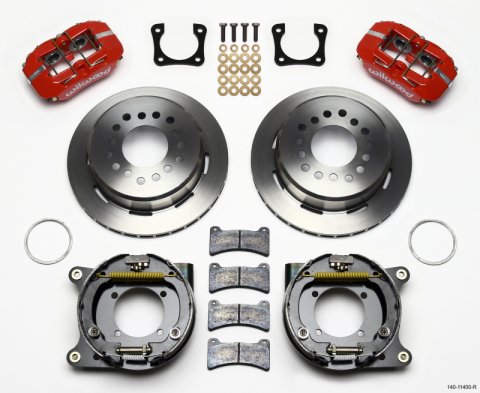 Wilwood Dynapro Low-Profile 11.00in P-Brake Kit - Red Chevy 12 Bolt Spcl 2.81in Off Stag Mount