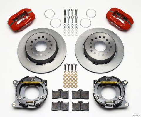 Wilwood Forged Dynalite P/S Park Brake Kit Red 55-57 Chevy 2.34in Offset