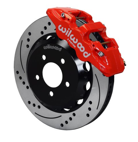 Wilwood AERO6 Front Hat Kit 14.00 Drilled Red 2016-Up Camaro w/Lines