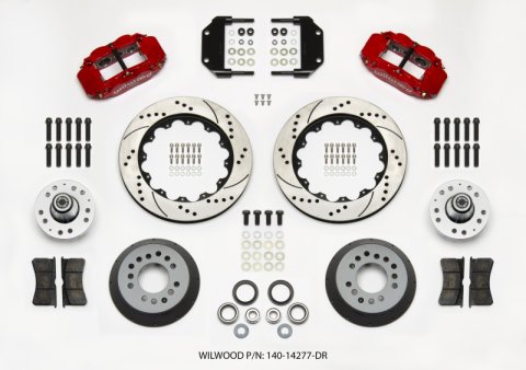 Wilwood Narrow Superlite 6R Front Hub Kit 14.00in Drill Red Magnum Force Drop Spindle