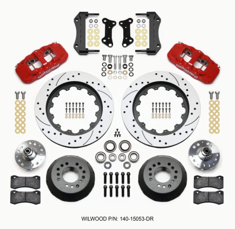 Wilwood AERO6 Front Hub Kit 15.00 Drilled Red 67-69 Camaro 64-72 Nova Chevelle