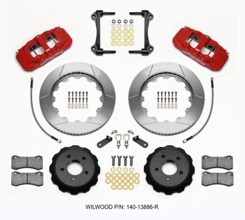 Wilwood AERO6 Front Hat Kit 14.00 Red 15-23 Mustang w/Lines