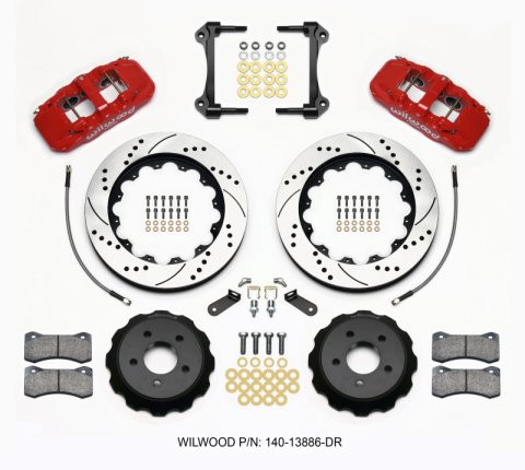 Wilwood AERO6 Front Hat Kit 14.00 Drilled Red 15-23 Mustang w/Lines