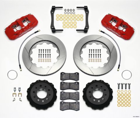 Wilwood AERO4 Rear Kit 14.25in Red 2014-Up Corvette C7 w/Lines