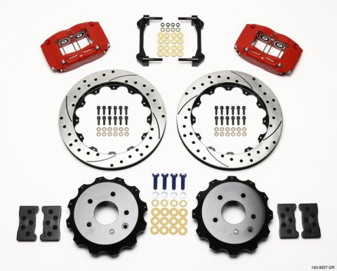 Wilwood Dynapro Radial Rear Kit 13.00in Drilled Red Nissan 350Z/Fiti G35