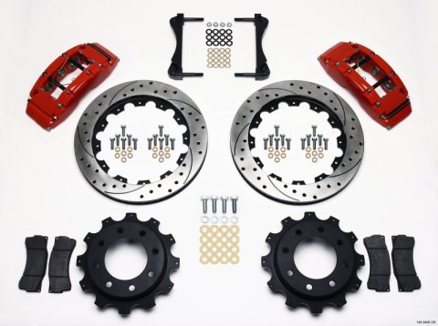 Wilwood TC6R Rear Kit 16.00in Drilled Red 1999-2010 GM Trk 2500 HD 4.84 Cntr