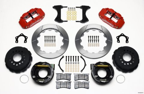 Wilwood Narrow Superlite 4R Rear P-Brk Kit 12.88in Red Mopar/Dana 2.36in Off w/Snap Ring Bearing