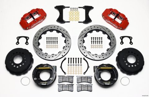 Wilwood Narrow Superlite 4R Rear P-Brk Kit 12.88in Drilled Red Big Ford New Style 2.36in Offset