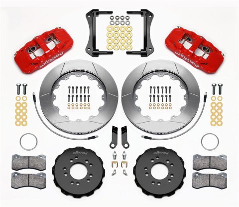 Wilwood AERO6 Front Hat Kit 14.00 Red 2005-2014 Mustang w/ BMR Suspn. w/Lines