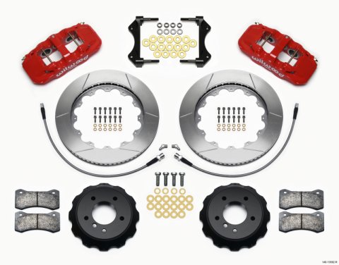 Wilwood AERO6 Front Hat Kit 14.00 Red 2007-2011 BMW E90 Series w/Lines