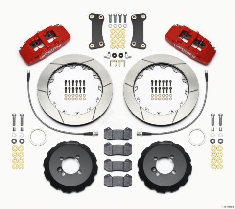 Wilwood Dynapro 6 Front Hat Kit 12.88in Red 2002-Up Mini Cooper w/ Lines