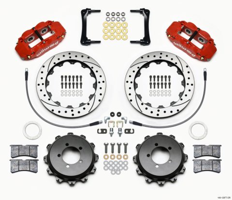 Wilwood Narrow Superlite 4R Rear Kit 12.88in Drilled Red 2008-2012 Subaru WRX w/Lines