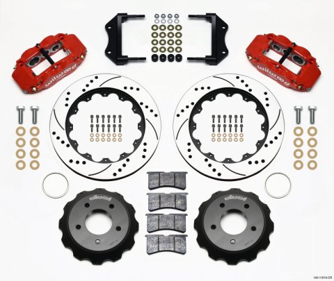 Wilwood Narrow Superlite 6R Front Hat Kit 14.00in Drilled Red 84-87 Corvette C4