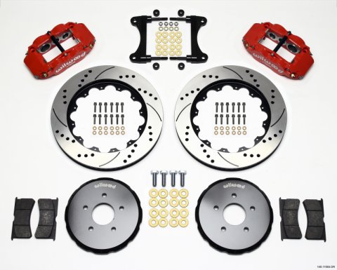 Wilwood Narrow Superlite 6R Front Hat Kit 14.00in Drill Red Nissan 370Z/Fiti G37