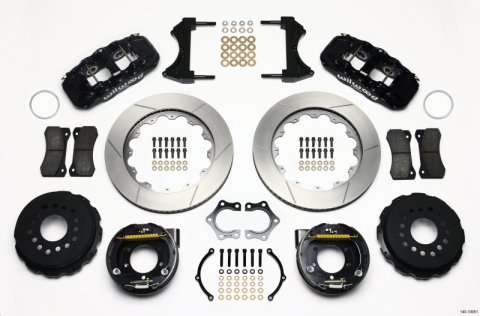 Wilwood AERO4 Rear P-Brake Kit 14.00in Mopar/Dana 2.36in Off w/Snap Ring Bearing