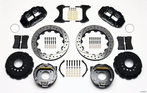 Wilwood Narrow Superlite 4R Rear P-Brk Kit 12.88in Drilled Chevy 12 Bolt w/ C-Clips Staggered mt