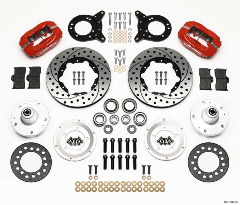 Wilwood Dynapro Dust-Boot Front Kit 11.00in Drilled Red 1965-1969 Mustang Disc & Drum Spindle