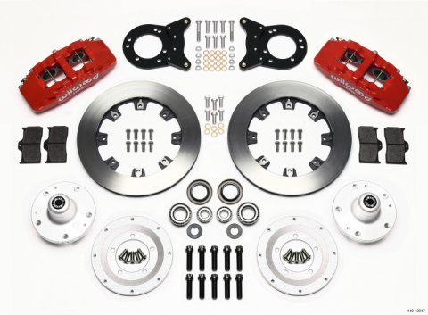 Wilwood Dynapro 6 Front Hub Kit 12.19in Red 1965-1969 Mustang Disc & Drum Spindle