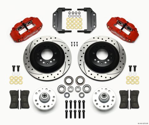 Wilwood Narrow Superlite 6R Front Hub & 1PC Rtr Kit 12.88in Drilled -Red Magnum Force Drop Spindle