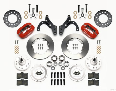 Wilwood Forged Dynalite Front Kit 11.00in Red 65-68 Chevy Impala -Drum Spindle