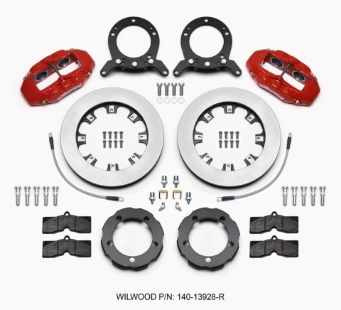 Wilwood D8 Front Hat Kit 12.19in Rotor Red 76-77 Ford Bronco Dana 44 w/Lines