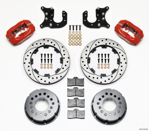Wilwood Forged Dynalite P/S Rear Kit Drilled Red Mopar-Dana 2.72in Offset