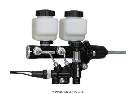 Wilwood Tandem Remote M/C Kit w L/H Bracket & Prop Valve - 15/16in Bore Black-W/Pushrod