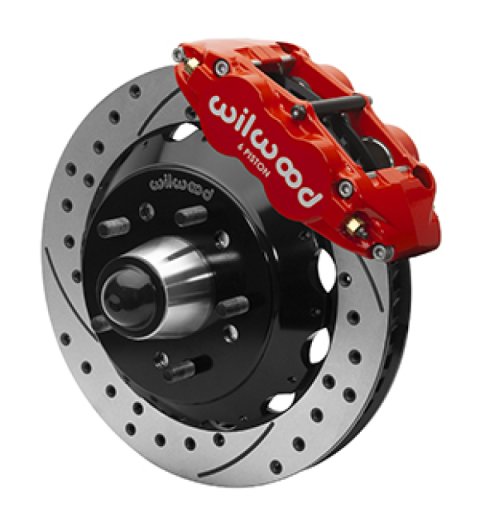 Wilwood Superlite 6R Front Brake Kit for 63-87 Chevy C10 Prospindle13.06 in Diameter, Red Calipers