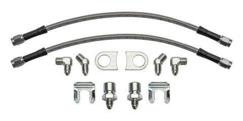 Wilwood 12in Length -3 to 3/8-24 IF 1/8-27 NPT 90 Degree Flexline Kit w/ Weld-On Bracket Tabs