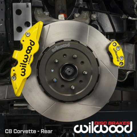 Wilwood 20-23 Chevy Corvette C8 Aero4 Black Rear Big Brake Kit - Drilled & Slotted