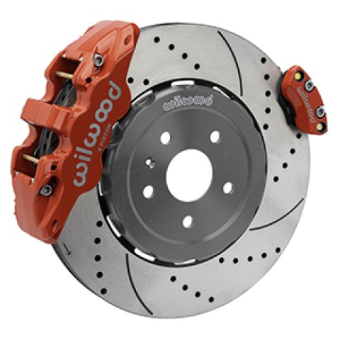 Wilwood 20-23 Chevy Corvette C8 Aero4 Red Rear Big Brake Kit - Drilled & Slotted