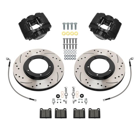 Wilwood 84-89 Porsche 911 D45 11.10in. Front Brake Kit w/ Flex Lines - Drilled Rotors (Black)