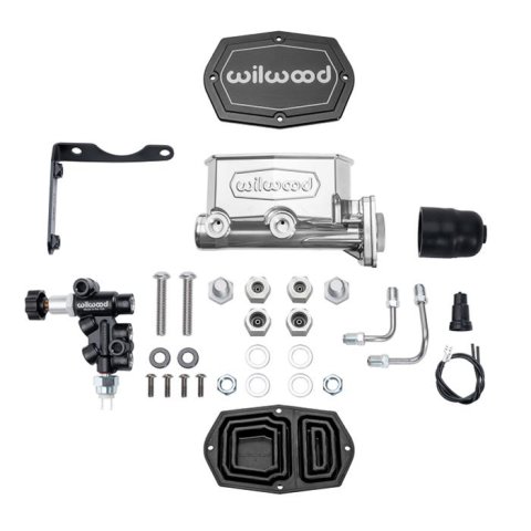 Wilwood MOPAR Compact Tandem M/C Kit w/ P-Valve 1in Bore - Chrome Powdercoat