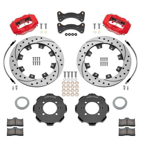 Wilwood Forged Dynalite Front Hat Kit 11.75in SRP Drilled/Slotted Rotor Red Caliper 90-05 Miata