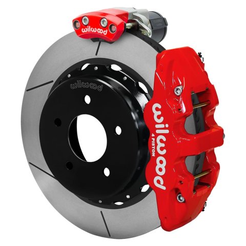 Wilwood 88-98 GM C1500 Aero4 Rear Electronic Parking Brake Kit 14in Rotor 3.25in Offset - Red