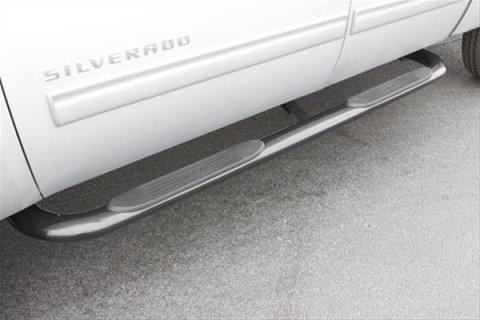Lund 99-13 Chevy Silverado 1500 Ext. Cab (Body Mount) 4in. Oval Curved SS Nerf Bars - Polished
