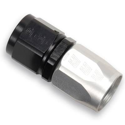 Russell Performance -12 AN Black/Silver Straight Full Flow Hose End