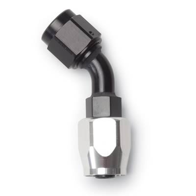 Russell Performance -4 AN Black/Silver 45 Degree Full Flow Hose End