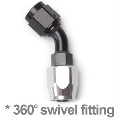 Russell Performance -6 AN Black/Silver 45 Degree Full Flow Hose End