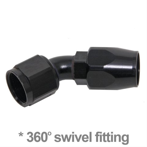 Russell Performance -6 AN Black 45 Degree Full Flow Hose End