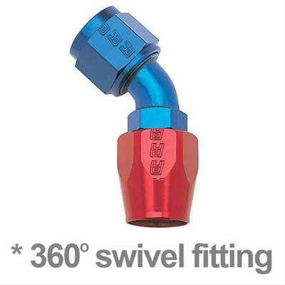 Russell Performance -10 AN Red/Blue 45 Degree Full Flow Hose End