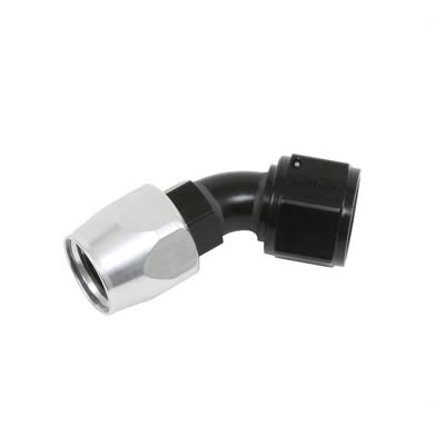 Russell Performance -12 AN Black/Silver 45 Degree Full Flow Hose End