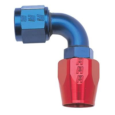Russell Performance -4 AN Red/Blue 90 Degree Full Flow Hose End